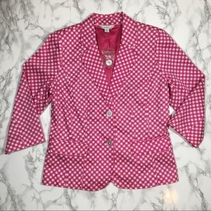 ** Isaac Mizrahi Live! Pink &White Checkered Blazer 4